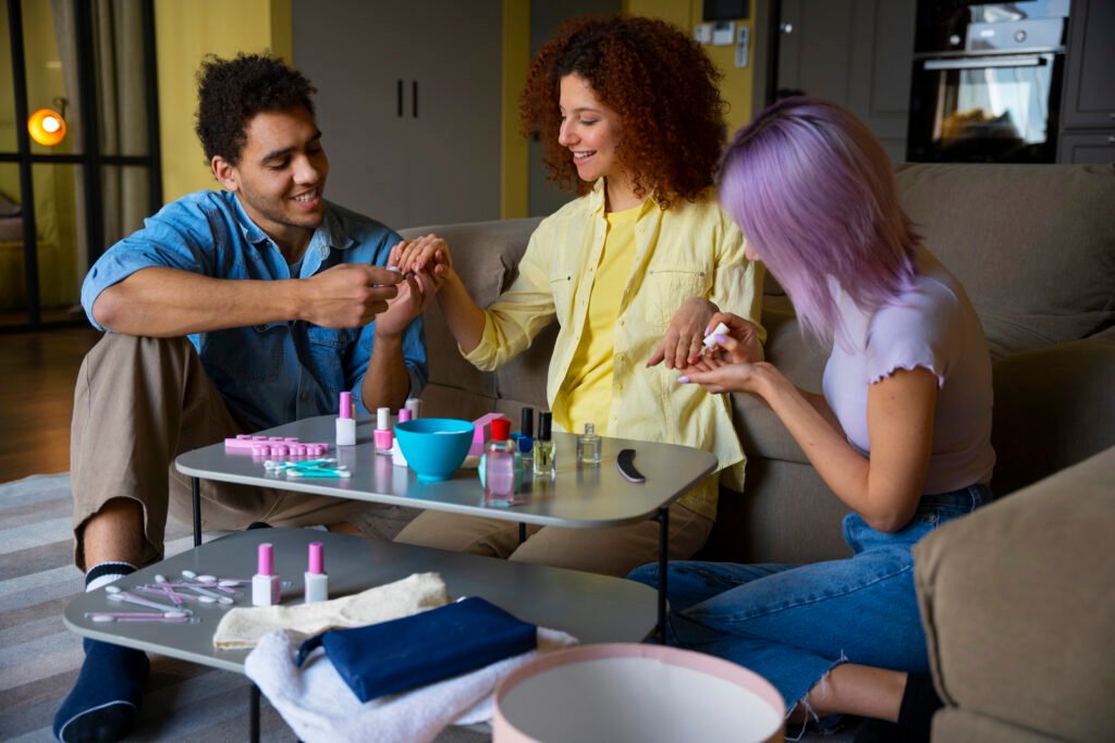 male-female-friends-getting-manicure-together